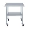 Amgood 24x36 Rolling Prep Table with Stainless Steel Top AMG WT-2436-WHEELS